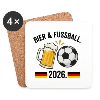 Bier & Fussball 2026: Fan-Design Deutschland - Untersetzer (4er-Set) - Weiß - Vorne