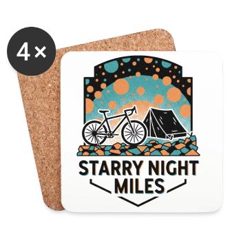 Starry Night Miles Gravel Bike Riso Art - Coasters (set of 4) - white - Front