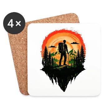 Aventure Randonnée au Coucher Rouge - Dessous de verre (lot de 4) - blanc - Devant
