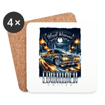 Street Dream Lowrider-Nächte - Untersetzer (4er-Set) - Weiß - Vorne