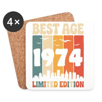  1974 anniversaire rétro 1974 vintage 1974 - Dessous de verre (lot de 4) - blanc - Devant