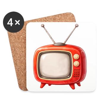 Retro Fernseher Illustration  - Untersetzer (4er-Set) - Weiß - Vorne