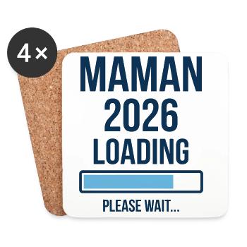 Maman 2026 Loading Annonce Grossesse - Dessous de verre (lot de 4) - blanc - Devant