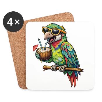 Tropischer Papagei mit Kokosdrin - Untersetzer (4er-Set) - Weiß - Vorne