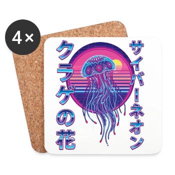 Retro Jellyfish Vaporwave Synthwave - Coasters (set of 4) - white - Front
