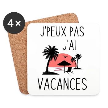 Coucher de Soleil Palmier - Dessous de verre (lot de 4) - blanc - Devant