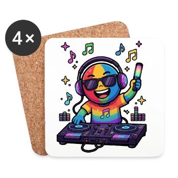 Émoticon Rainbow DJ - Dessous de verre (lot de 4) - blanc - Devant