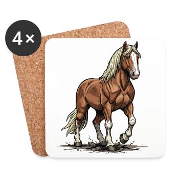 Cheval de Trait Alezan Crinière Blonde Force - Dessous de verre (lot de 4) - blanc - Devant