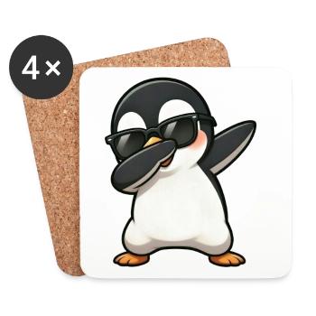Dabbing Pingouin - Dessous de verre (lot de 4) - blanc - Devant