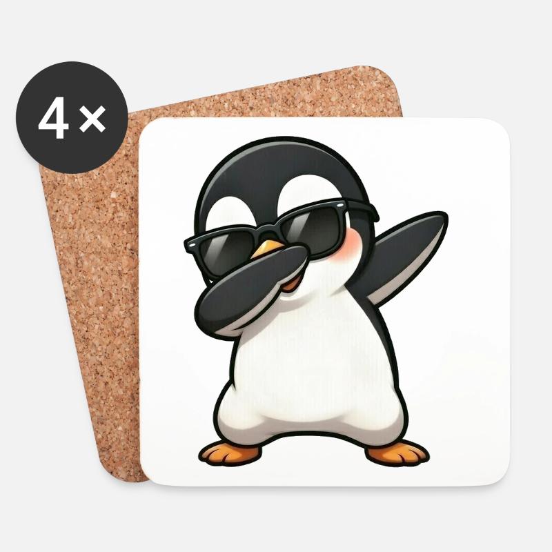 Dabbing Penguin - Coasters (set of 4) - white