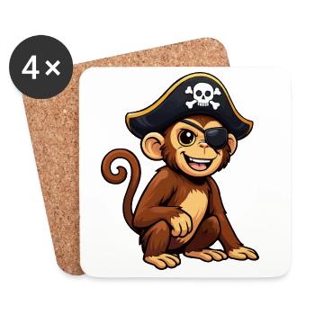 Pirate Singe - Dessous de verre (lot de 4) - blanc - Devant