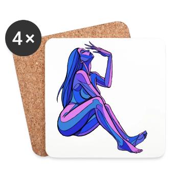 Abstract Blue Woman Figure - Coasters (set of 4) - white - Front