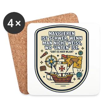 Navigation WLAN lustiger Spruch - Untersetzer (4er-Set) - Weiß - Vorne