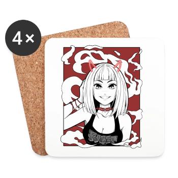 Anime Teufel Mädchen Goth Design - Untersetzer (4er-Set) - Weiß - Vorne