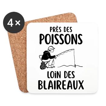 Humour pêche pêcheur  - Dessous de verre (lot de 4) - blanc - Devant