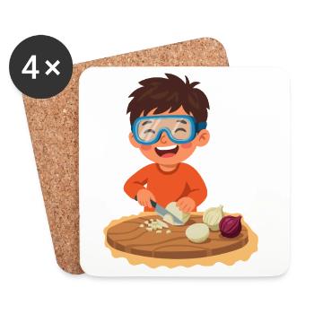 Child Cuts Onions Smart - Coasters (set of 4) - white - Front