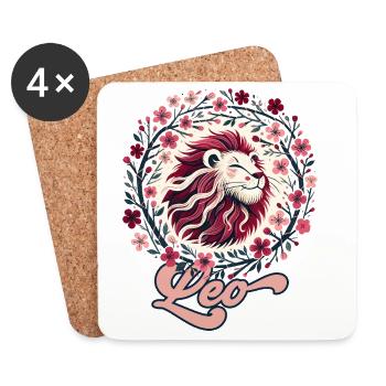Floral Leo Circle - Untersetzer (4er-Set) - Weiß - Vorne