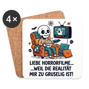 Horror Filme Realität Grusel Humor - Untersetzer (4er-Set) - Weiß - Vorne