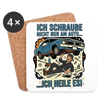 Autoschrauber Mechaniker Humor Spruch - Untersetzer (4er-Set) - Weiß - Vorne