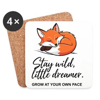 Fox Dreamer: Stay Wild Botschaft - Untersetzer (4er-Set) - Weiß - Vorne