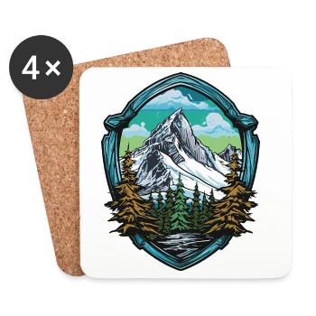 Bergpanorama Wappenmotiv Berge - Untersetzer (4er-Set) - Weiß - Vorne