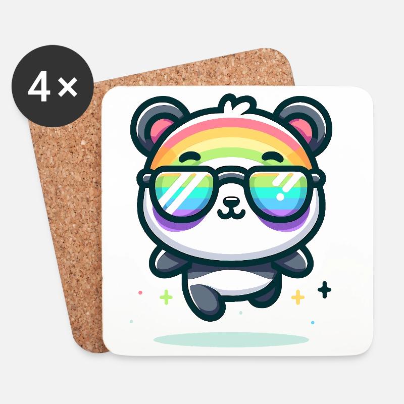 Regenbogen Panda Sonnenbrille Sommer Bär - Untersetzer (4er-Set) - Weiß