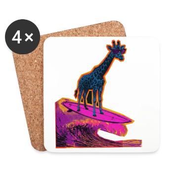 Surfer Giraffe - Untersetzer (4er-Set) - Weiß - Vorne