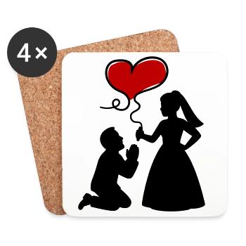 Brautpaar Ehepaar Hochzeit - Untersetzer (4er-Set) - Weiß - Vorne