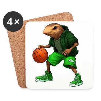 Maulwurf Basketballer - Untersetzer (4er-Set) - Weiß - Vorne