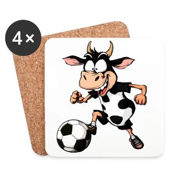 Kuh Fussballer - Untersetzer (4er-Set) - Weiß - Vorne