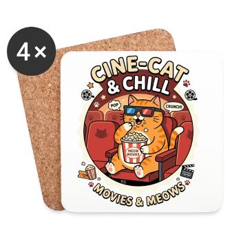 Films Cine Cat Chill Miaule - Dessous de verre (lot de 4) - blanc - Devant