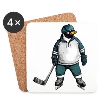 Eishockey Pinguin - Untersetzer (4er-Set) - Weiß - Vorne