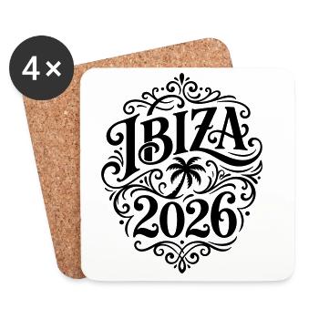 Palmier d’Ibiza 2026 - Dessous de verre (lot de 4) - blanc - Devant