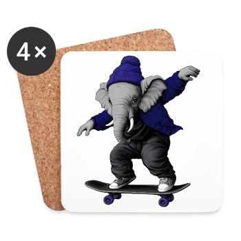 Elephant Skater - Coasters (set of 4) - white - Front