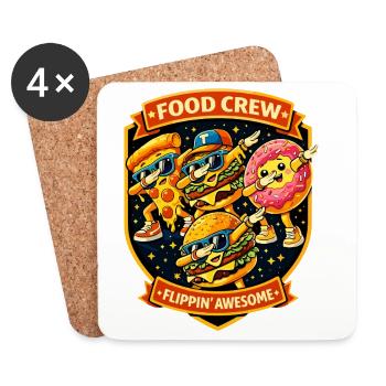 Fast Food Crew Badge Flippin Awesome - Dabbing Dab - Untersetzer (4er-Set) - Weiß - Vorne