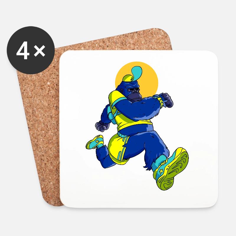 Blue Gorilla runner - Coasters (set of 4) - white
