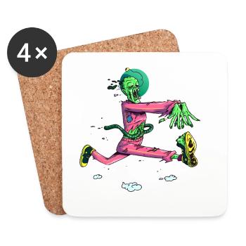 Zombie Runner Neon Pop - Coasters (set of 4) - white - Front