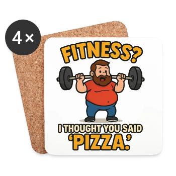 Fitness? I Thought You Said Pizza – Dad Bod Shirt - Untersetzer (4er-Set) - Weiß - Vorne