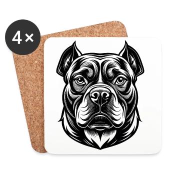 Amerikanische Bulldogge - Untersetzer (4er-Set) - Weiß - Vorne