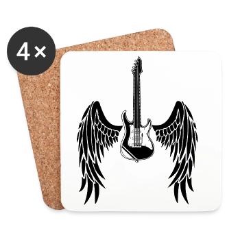 Guitare ailée noire - Dessous de verre (lot de 4) - blanc - Devant