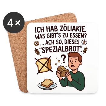 Zöliakie Brot Humor glutenfrei Spruch - Untersetzer (4er-Set) - Weiß - Vorne