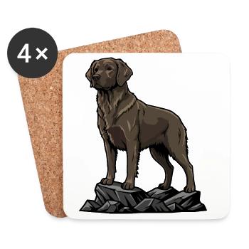 Schokoladen-Labradorhund auf einem felsenbraunen Porträt - Untersetzer (4er-Set) - Weiß - Vorne