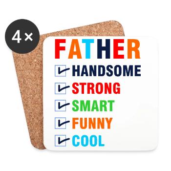 Bester Vater Gutaussehender Starker Witziger Hemd - Untersetzer (4er-Set) - Weiß - Vorne