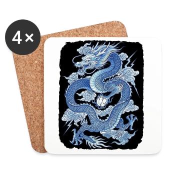 Chinesischer Drache - Untersetzer (4er-Set) - Weiß - Vorne