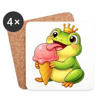 Süßer Frosch König mit Eis - Untersetzer (4er-Set) - Weiß - Vorne