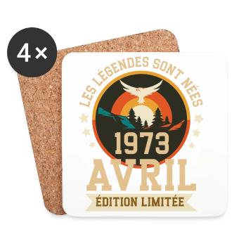 Légende Née Avril 1973 Édition Limitée - Dessous de verre (lot de 4) - blanc - Devant