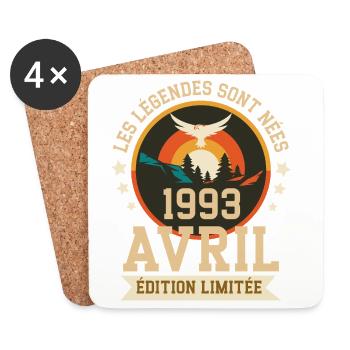 Légende Née Avril 1993 Édition Limitée - Dessous de verre (lot de 4) - blanc - Devant
