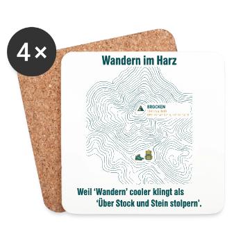 Eifel Wandern Topo GPS Karte - Untersetzer (4er-Set) - Weiß - Vorne