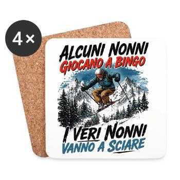 Echte Opas gehen Skifahren – Ski Alpin Design - Untersetzer (4er-Set) - Weiß - Vorne