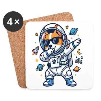 Tupfen des Corgi-Astronauten Funny Space Dog - Untersetzer (4er-Set) - Weiß - Vorne